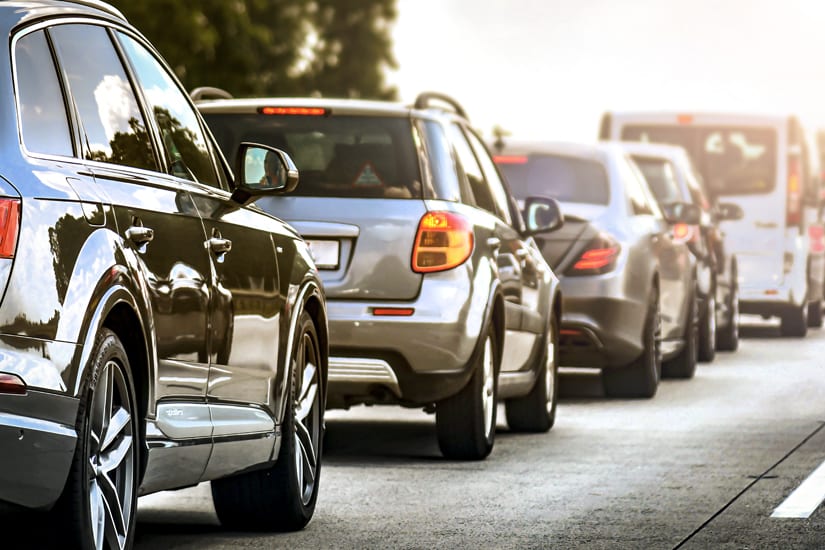 Cars Lined Up in Traffic Jam
