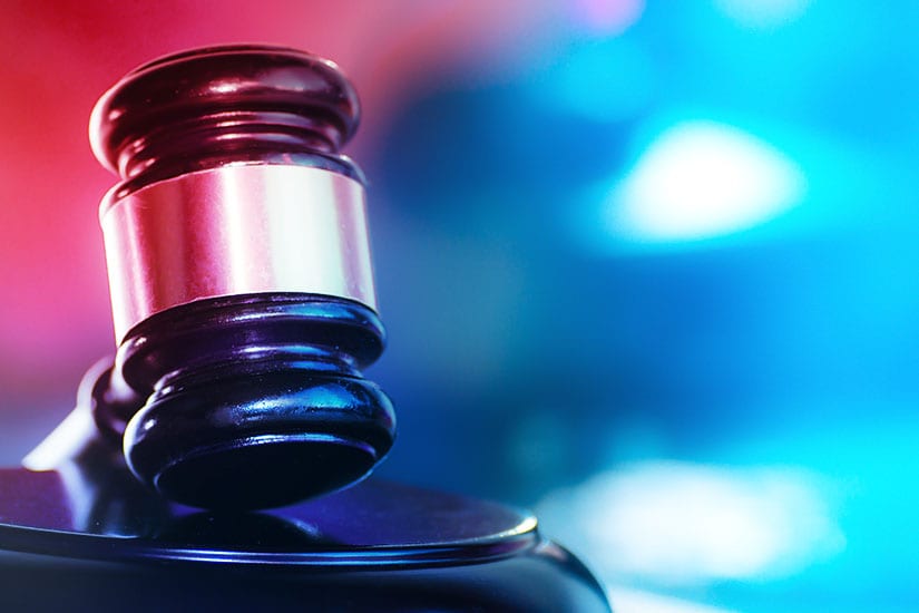 Gavel with Red and blue lights