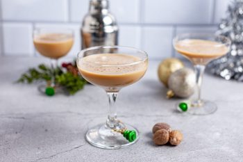 Brandy Alexander Cocktail Drink With Holiday Decor