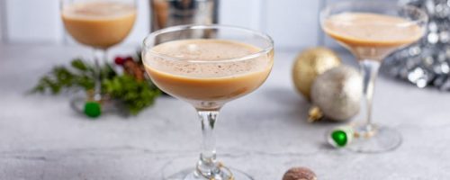 Brandy Alexander Cocktail Drink With Holiday Decor